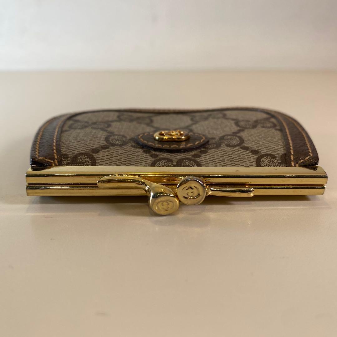 【未使用に近い】オールドグッチ がま口ケース ブラウン