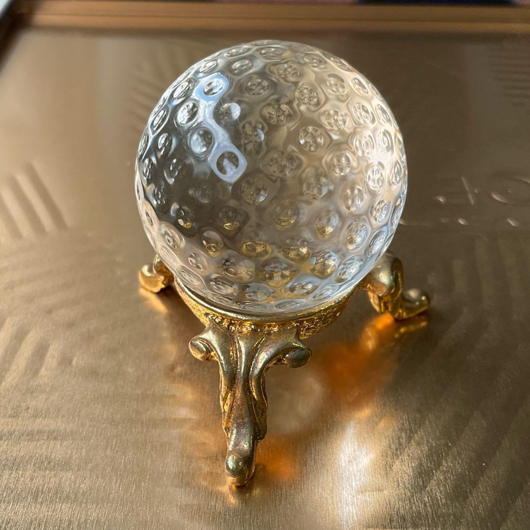 天然水晶玉アンティーク台座付き　37ｍｍ　シンプル　天然石クリスタル　袋付きＡ