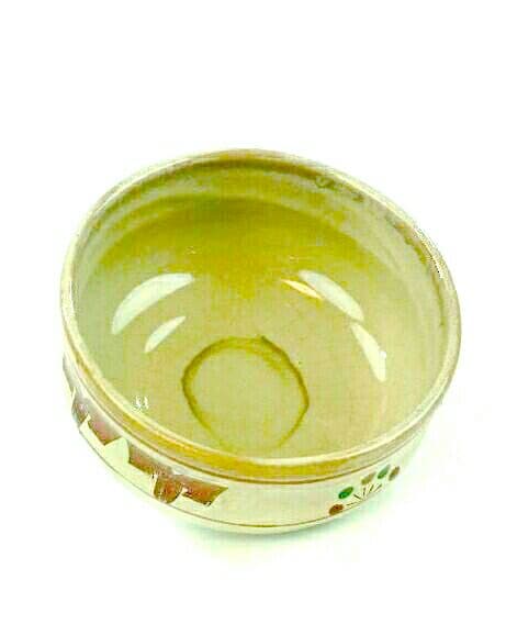 抹茶茶碗　赤膚焼　奈良絵