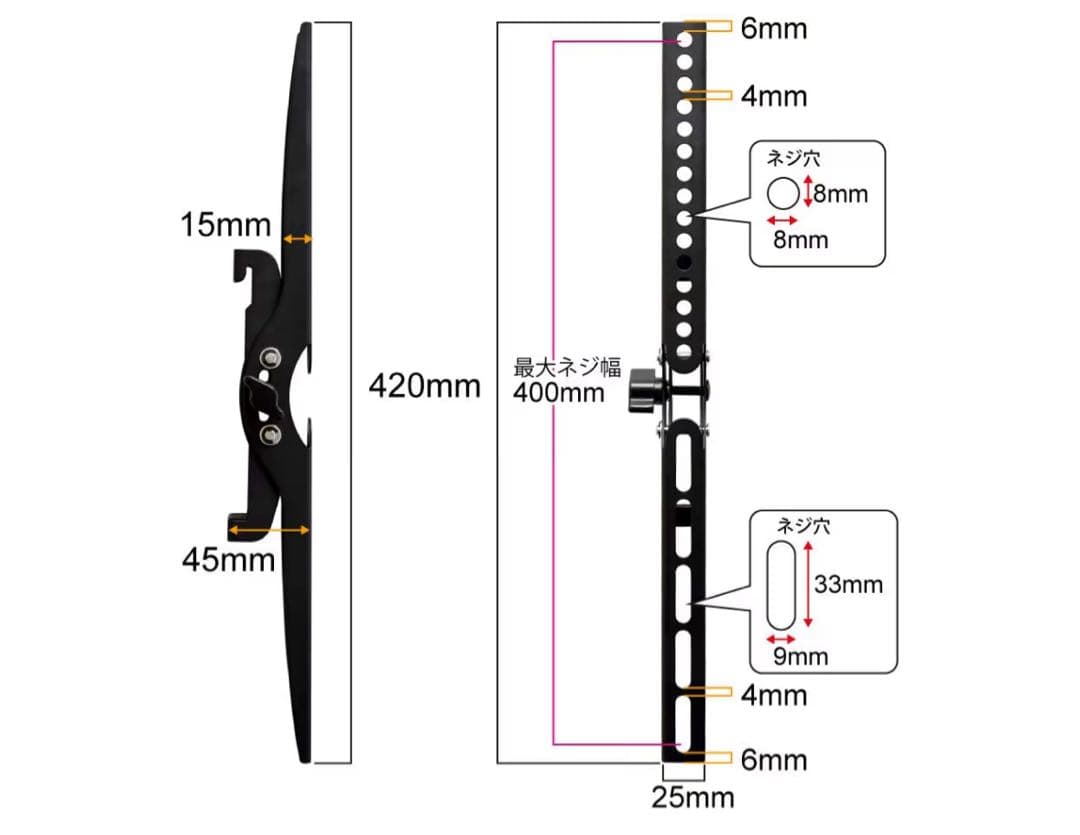壁美人 TI300L 壁掛けテレビセッター　37~65型サイズ ブラック
