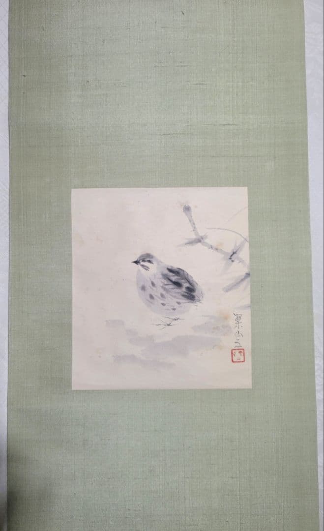 田中案山子　鶉の図　ウズラ　花鳥画　掛け軸　書画、骨董品、美術品