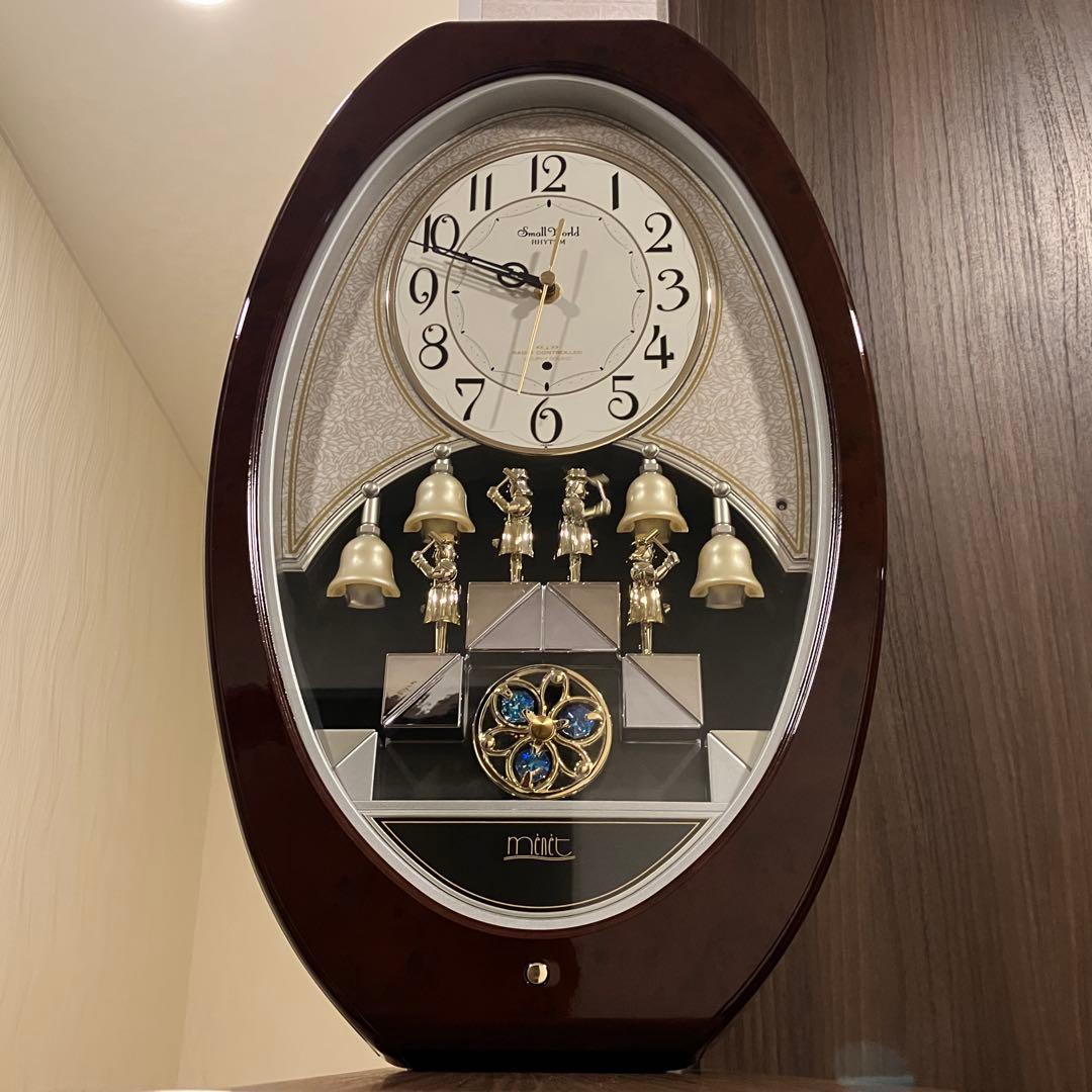 RHYTHM Small Worldからくり時計 電波時計 掛け時計 メロディ