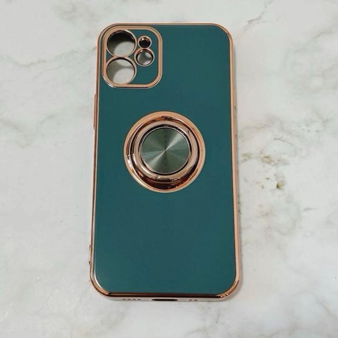 iPhone12 Mini ケース リング付き グレー スマホケース オシャレ