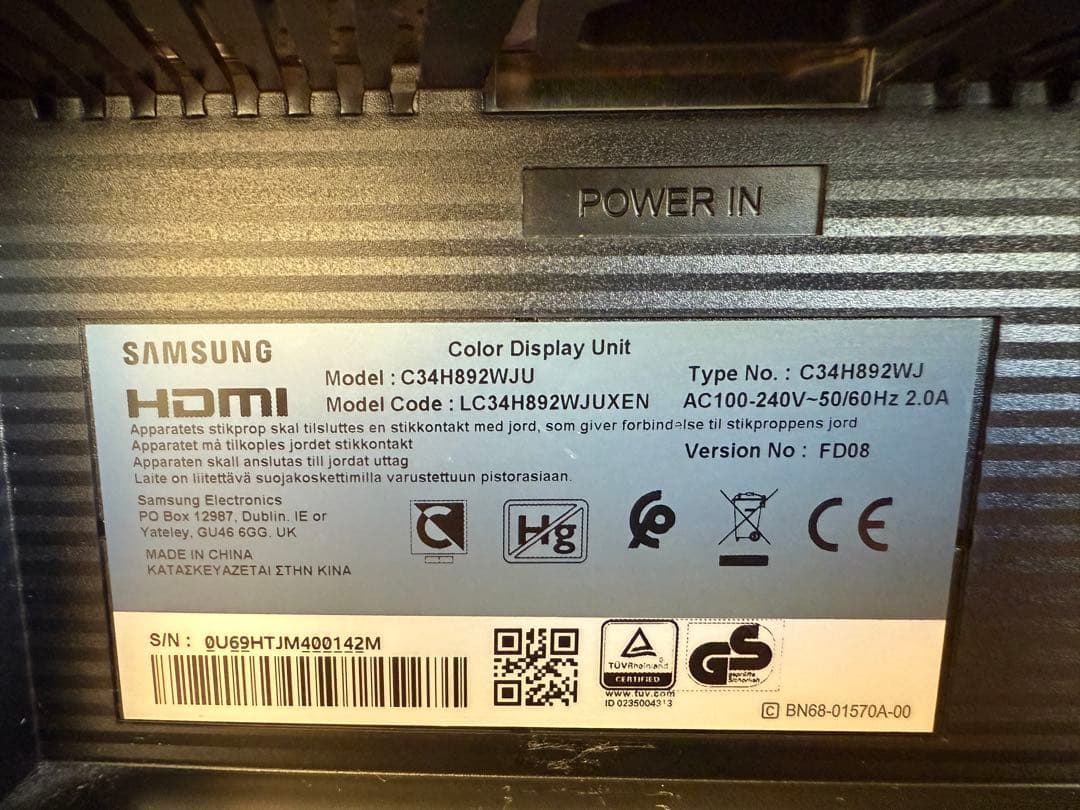 Samsung 34型ウルトラワイド CH89 C34H892WJ