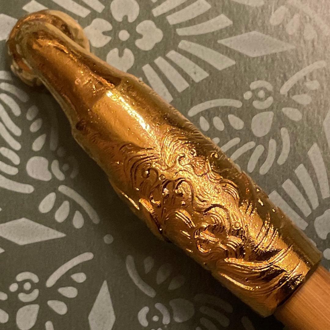 希少　金仕上げ　松流軒政輝　武者図　煙管　キセル