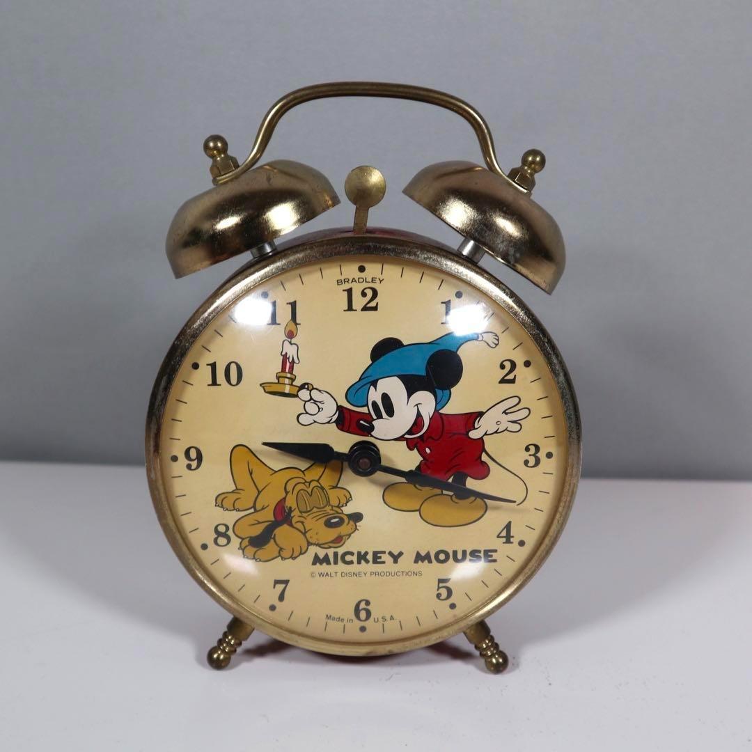【動作OK】BRADLEYその③ 1960～70年ミッキー ゼンマイ目覚まし時計