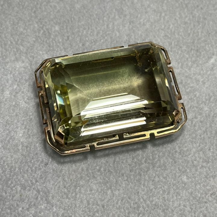 Happy S　14Kグリーンクォーツ　帯留め兼ブローチ
