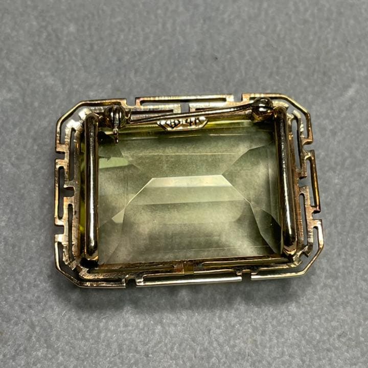 Happy S　14Kグリーンクォーツ　帯留め兼ブローチ