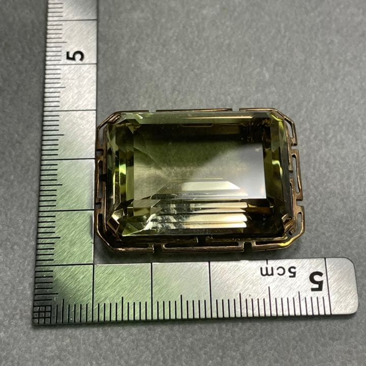 Happy S　14Kグリーンクォーツ　帯留め兼ブローチ