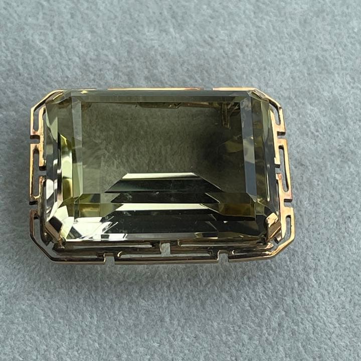 Happy S　14Kグリーンクォーツ　帯留め兼ブローチ