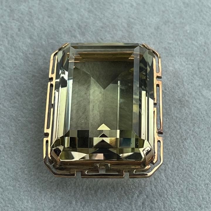 Happy S　14Kグリーンクォーツ　帯留め兼ブローチ