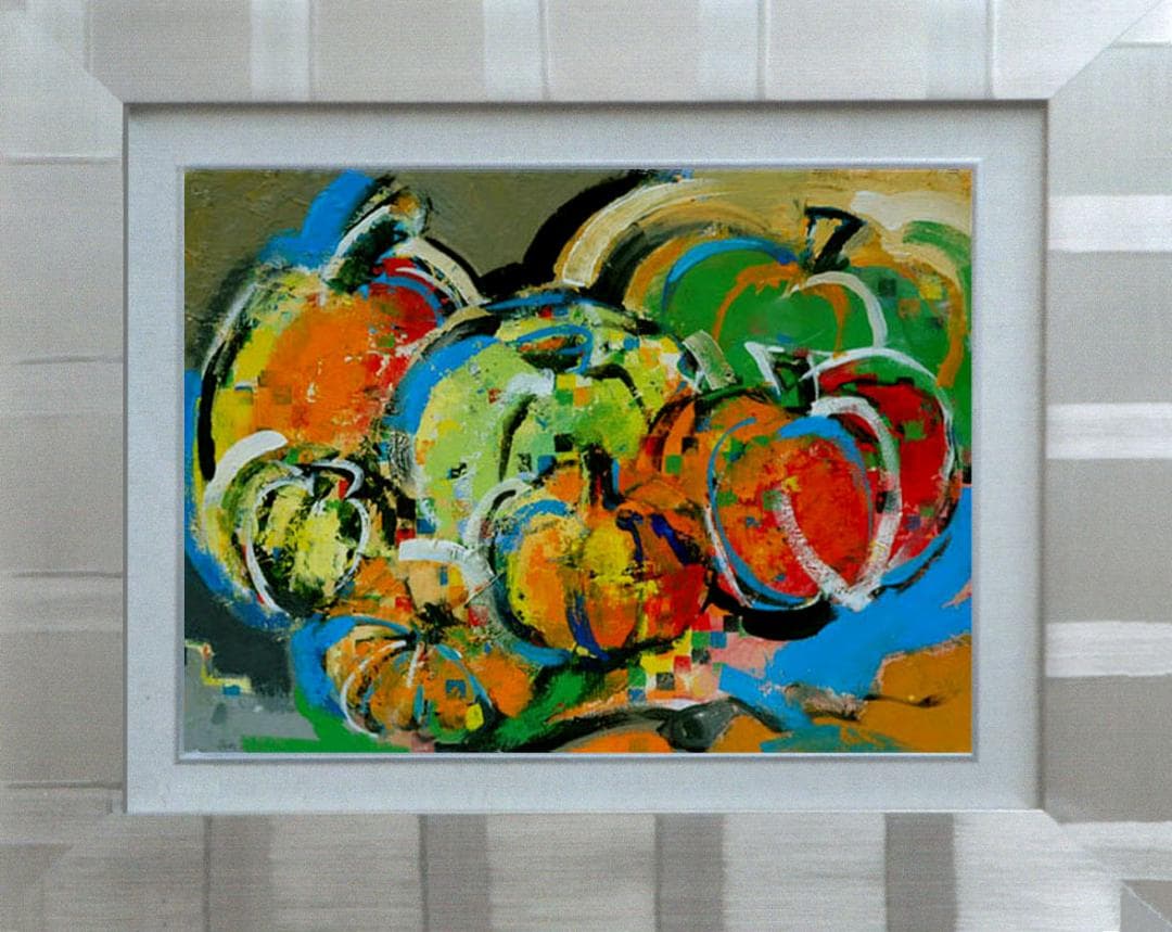 油絵 菅家令子 インテリア 額付(白) 油絵 uF6-061303 かぼちゃ