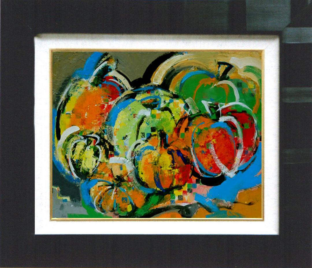 油絵 菅家令子 インテリア 額付(白) 油絵 uF6-061303 かぼちゃ