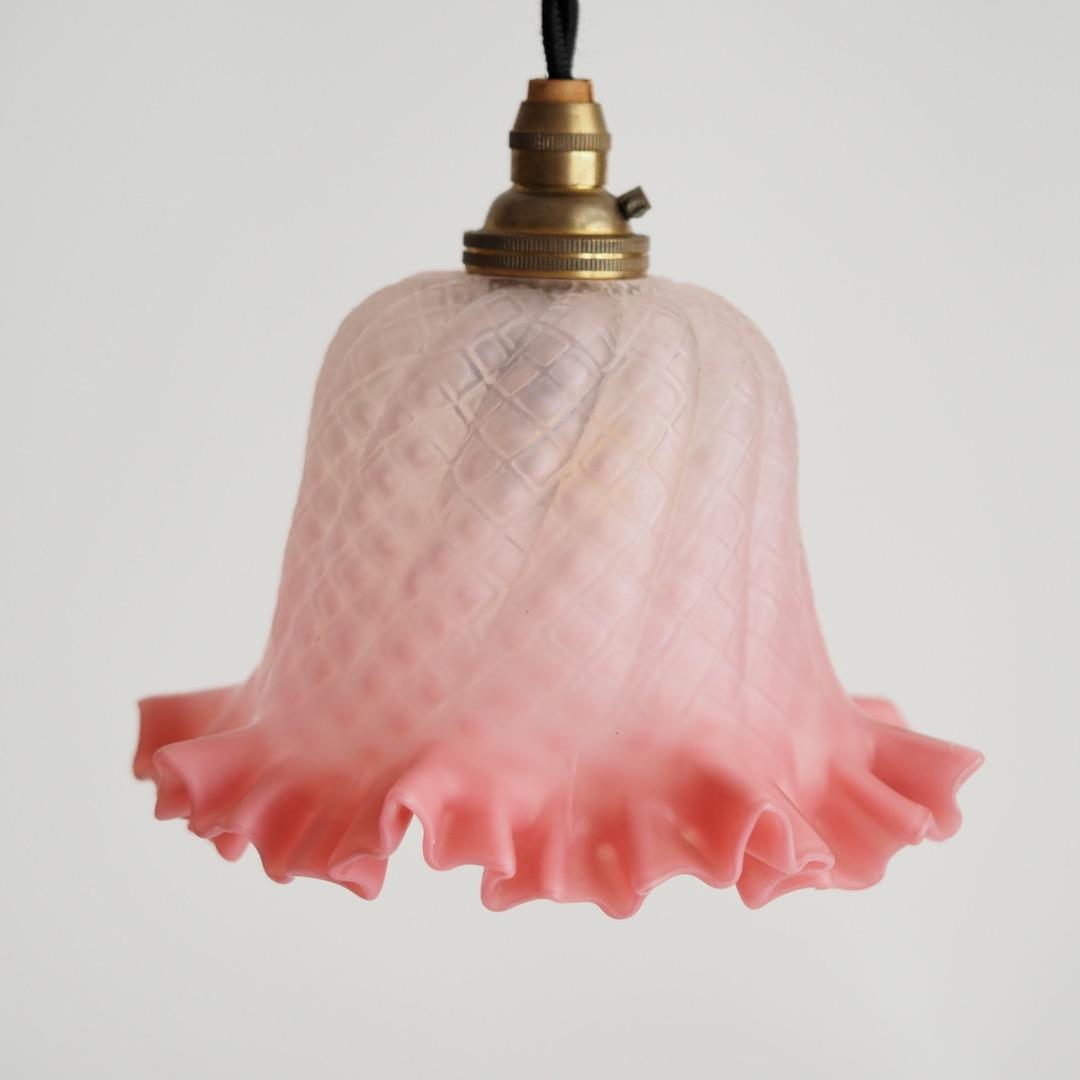 シェードランプ フリル型天吊りランプ / アンティーク 英国製