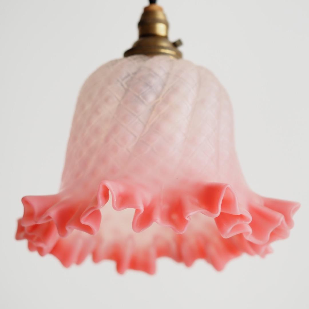 シェードランプ フリル型天吊りランプ / アンティーク 英国製