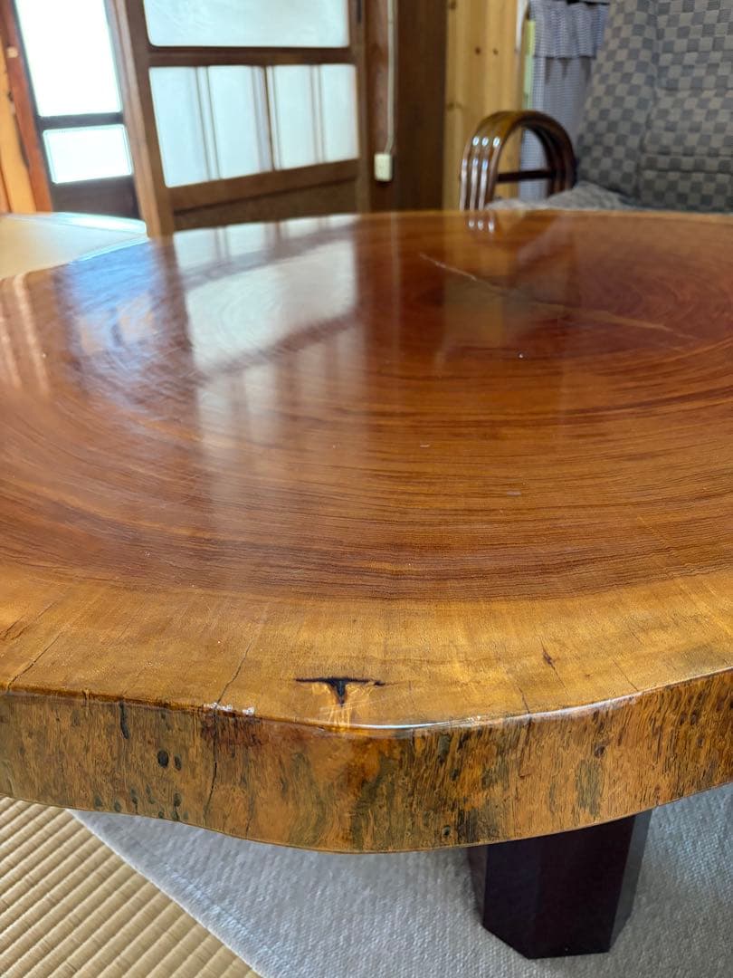 花梨　一枚板　ローテーブル　高級　アンティーク
