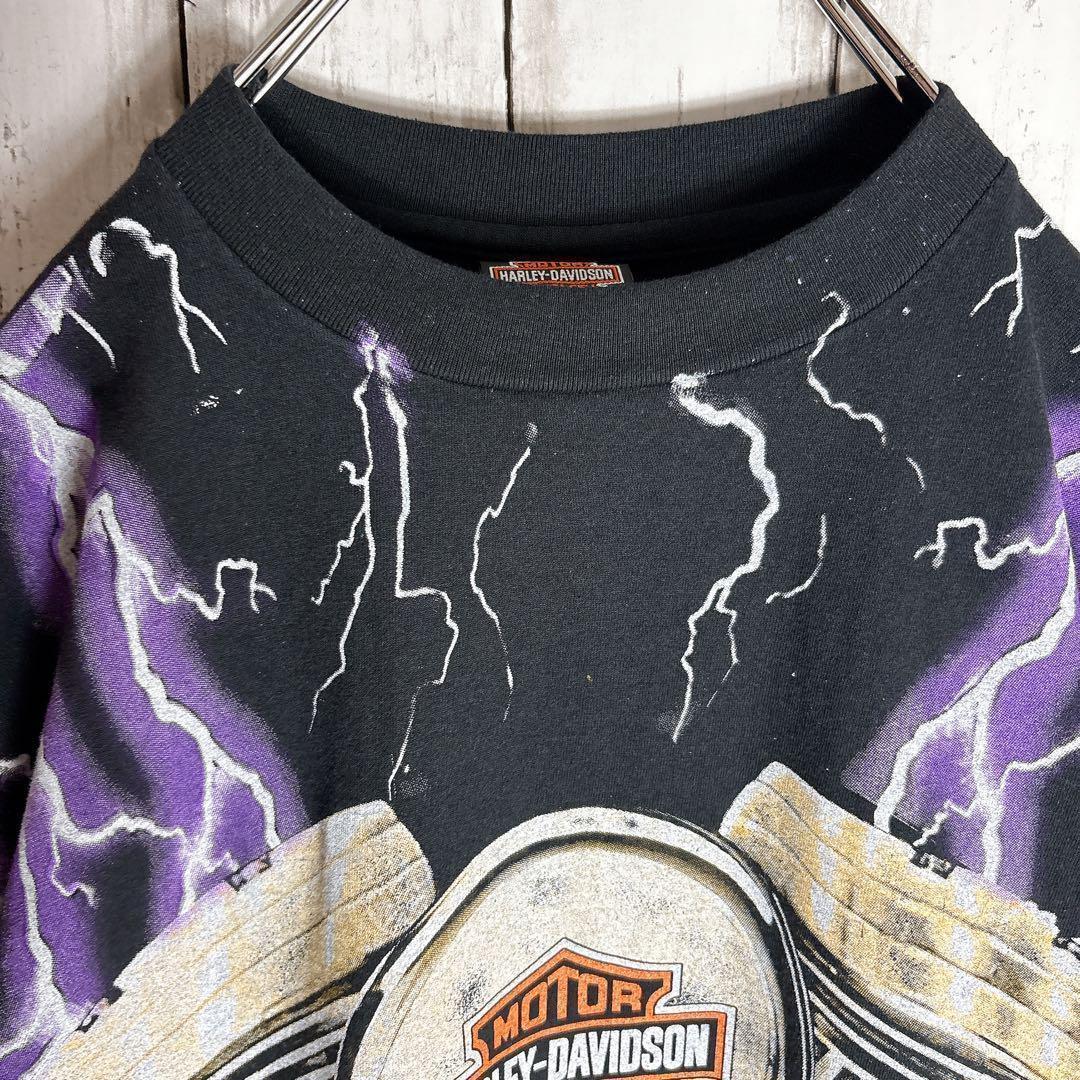 ハーレーダビッドソン tシャツ ライトニングサンダー 両面プリント L□