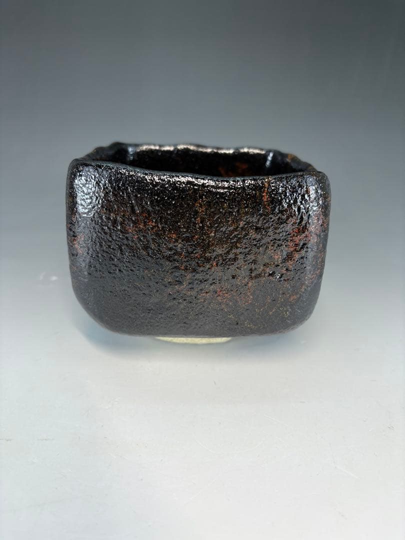 【中古品】吉村楽入造　黒楽茶碗（共箱）USED〈税込•送料込〉　四方　升　節分