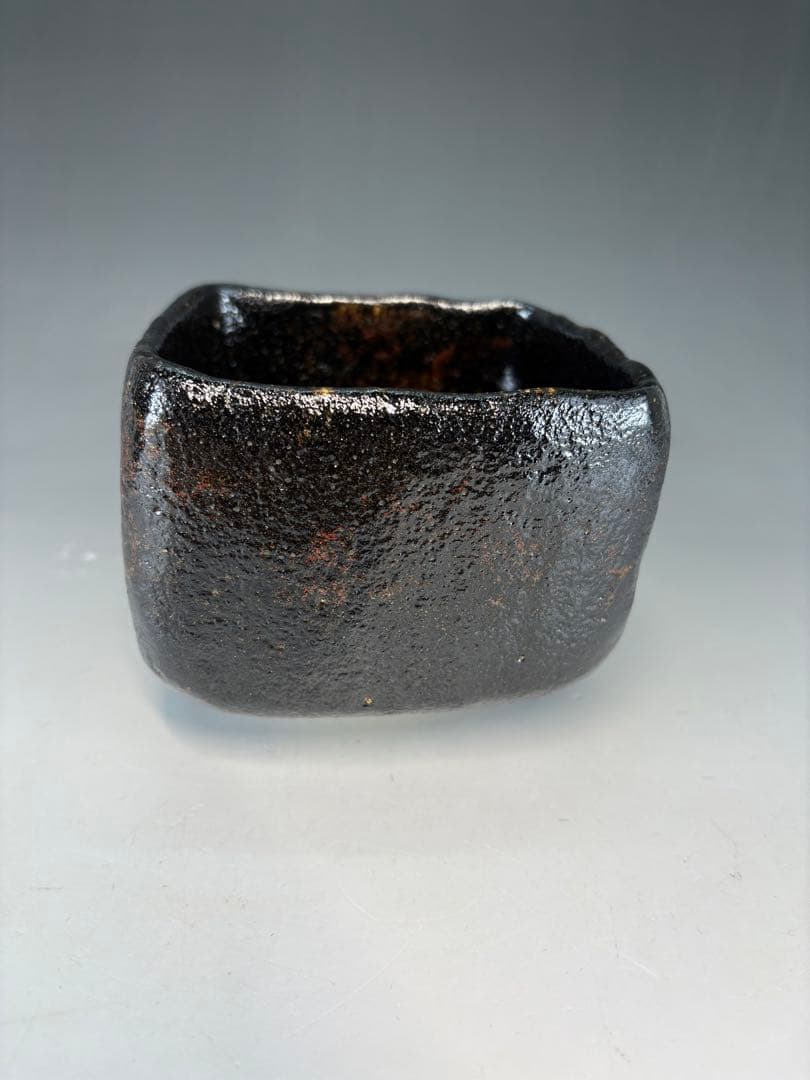 【中古品】吉村楽入造　黒楽茶碗（共箱）USED〈税込•送料込〉　四方　升　節分