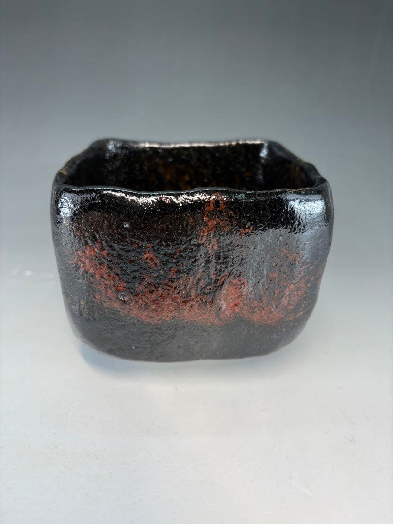 【中古品】吉村楽入造　黒楽茶碗（共箱）USED〈税込•送料込〉　四方　升　節分