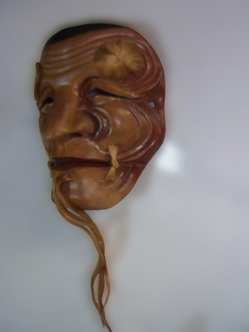 木製翁の面能面装飾品