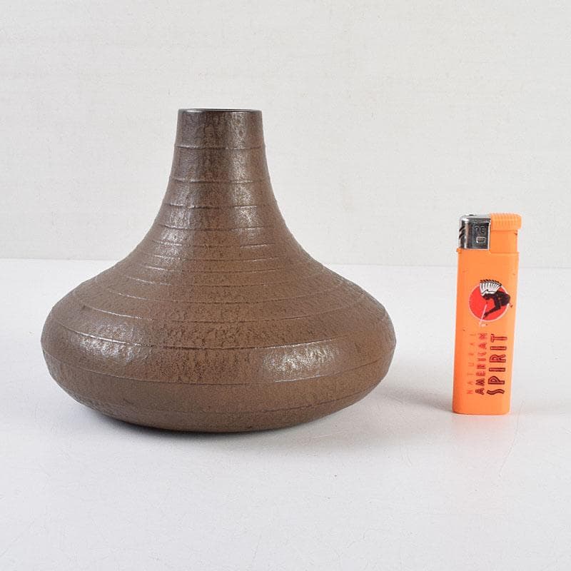 南部鉄器　御釜師　鈴木盛久作　波紋花器　重さ約1015g　共箱　M　R9373