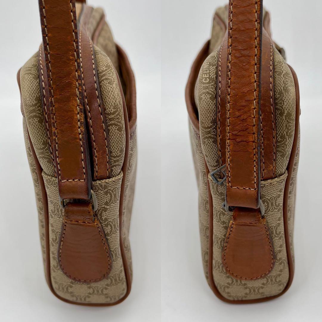 CELINE ショルダーバッグ 斜めがけ ホワイトマカダム柄 ゴールド金具