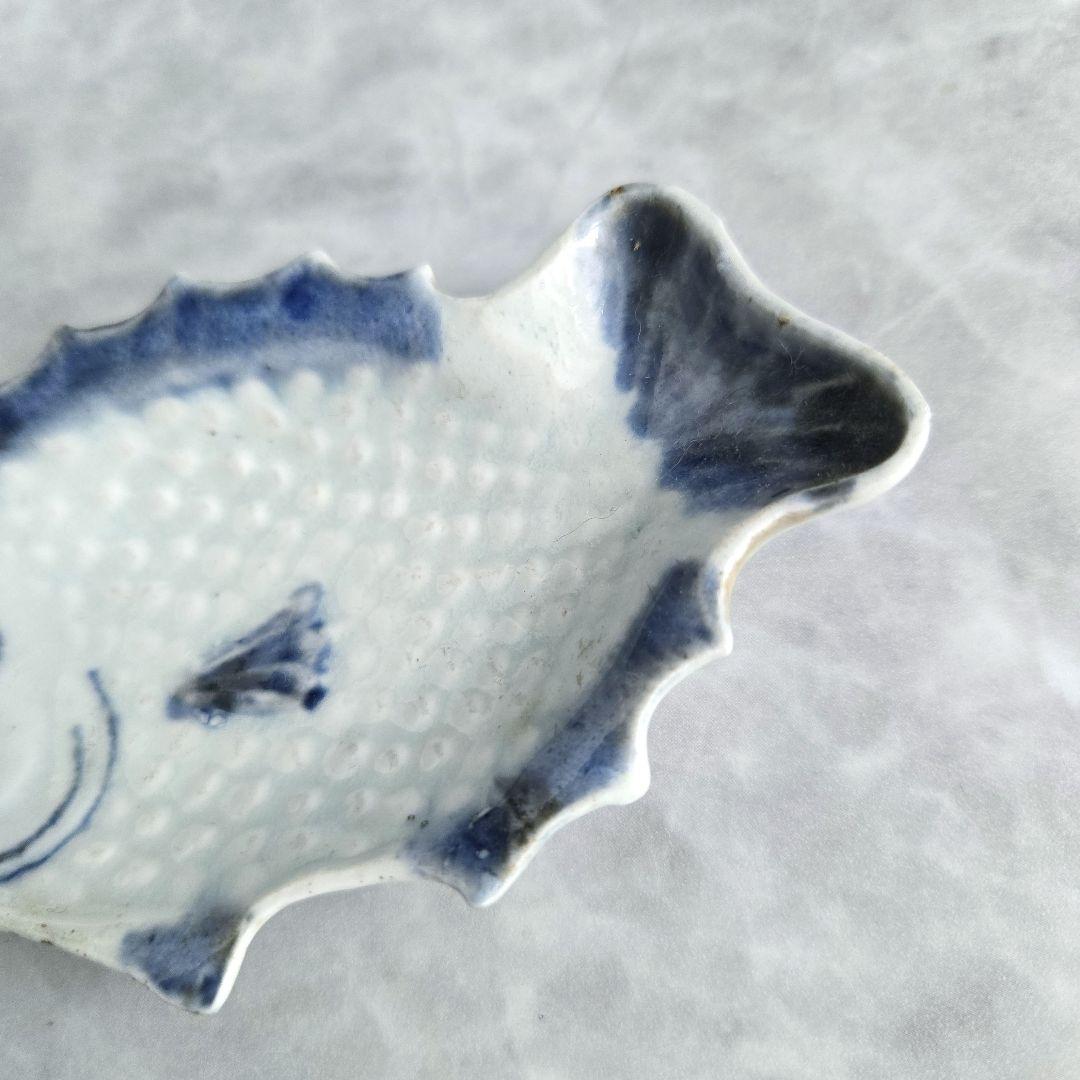 無傷　古伊万里　染付　豆皿　魚　小皿　鯛　骨董　金継ぎ　金直し　アンティーク