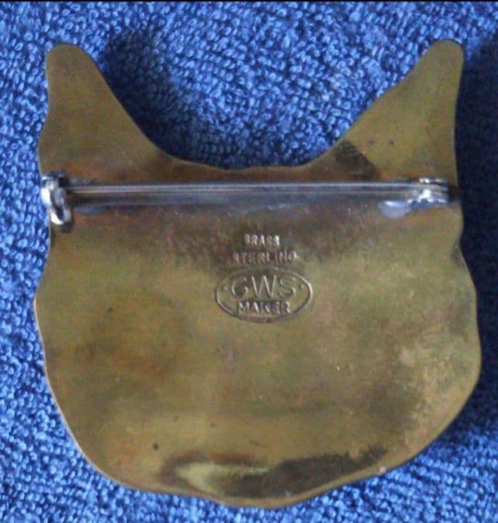 １点モノ猫アンティーク ブローチ トルコ石/シルバー/ N.Y.から