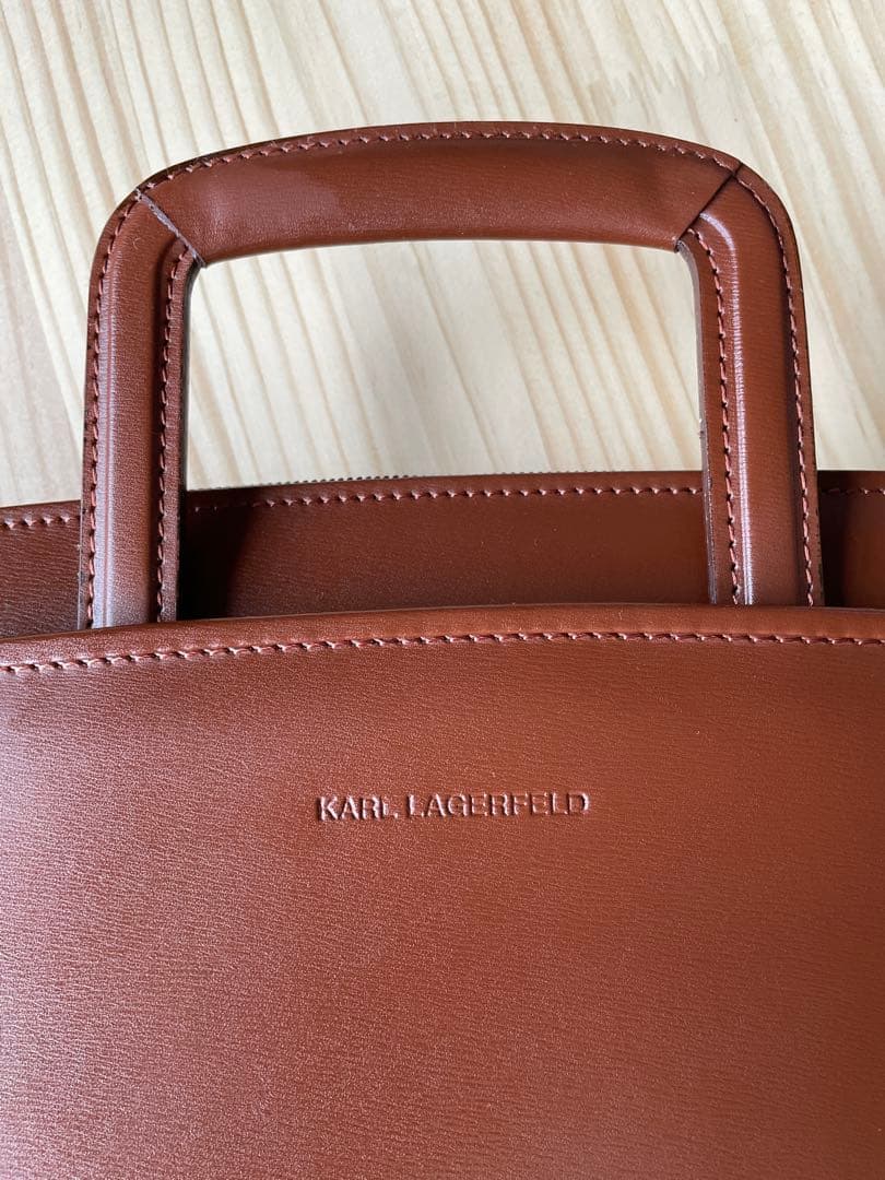 KARL LAGERFELD ブラウンレザー ビジネスバッグ