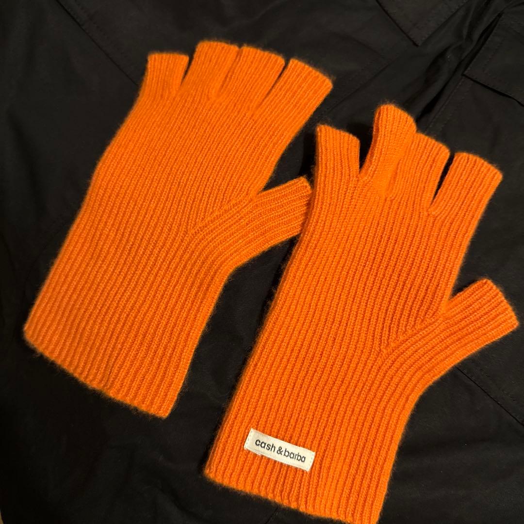 Cash&Barba ヘビーカシミヤオープンフィンガーグローブ orange