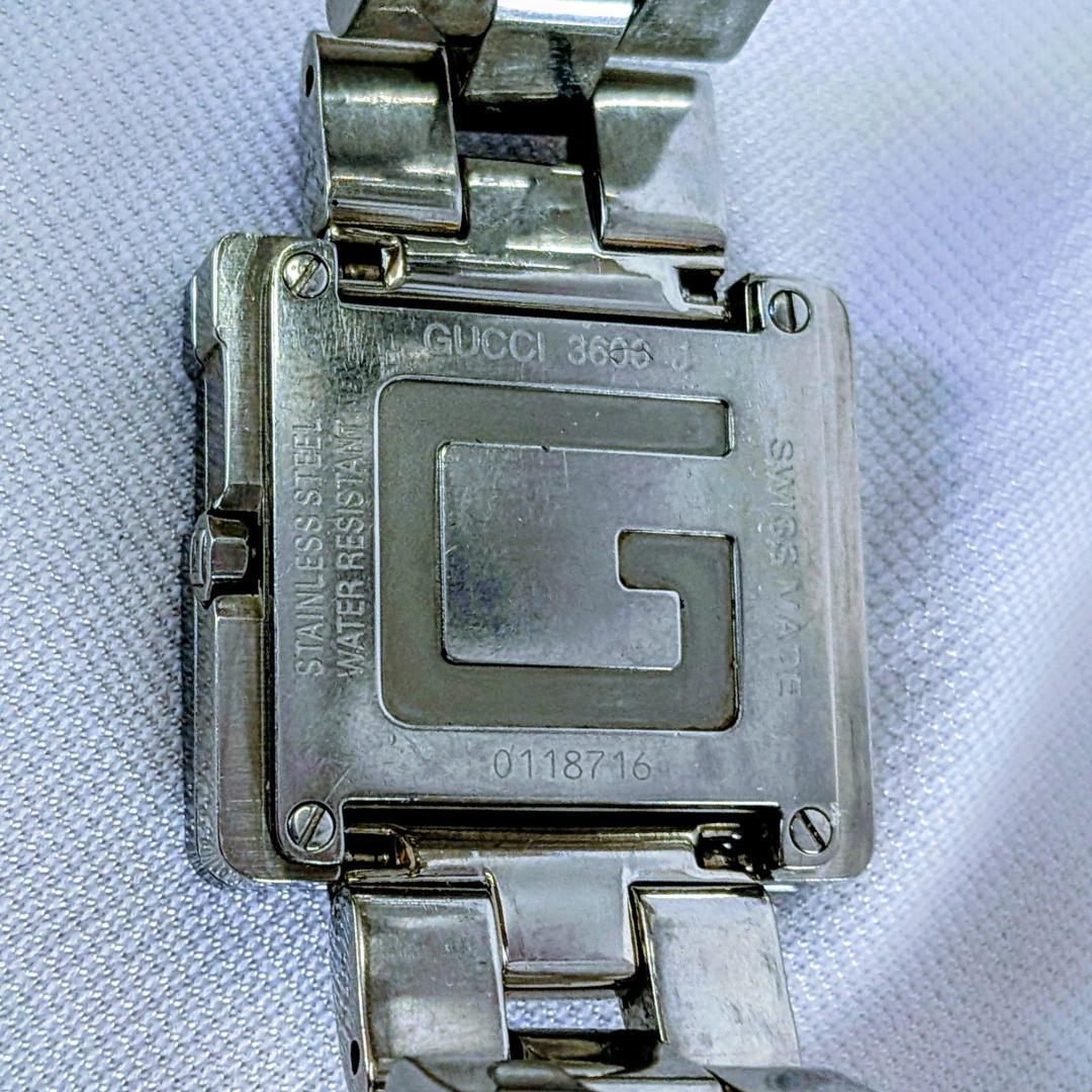 良品 GUCCIグッチ メンズ腕時計ブラック3600J ボリューム感 電池交換済