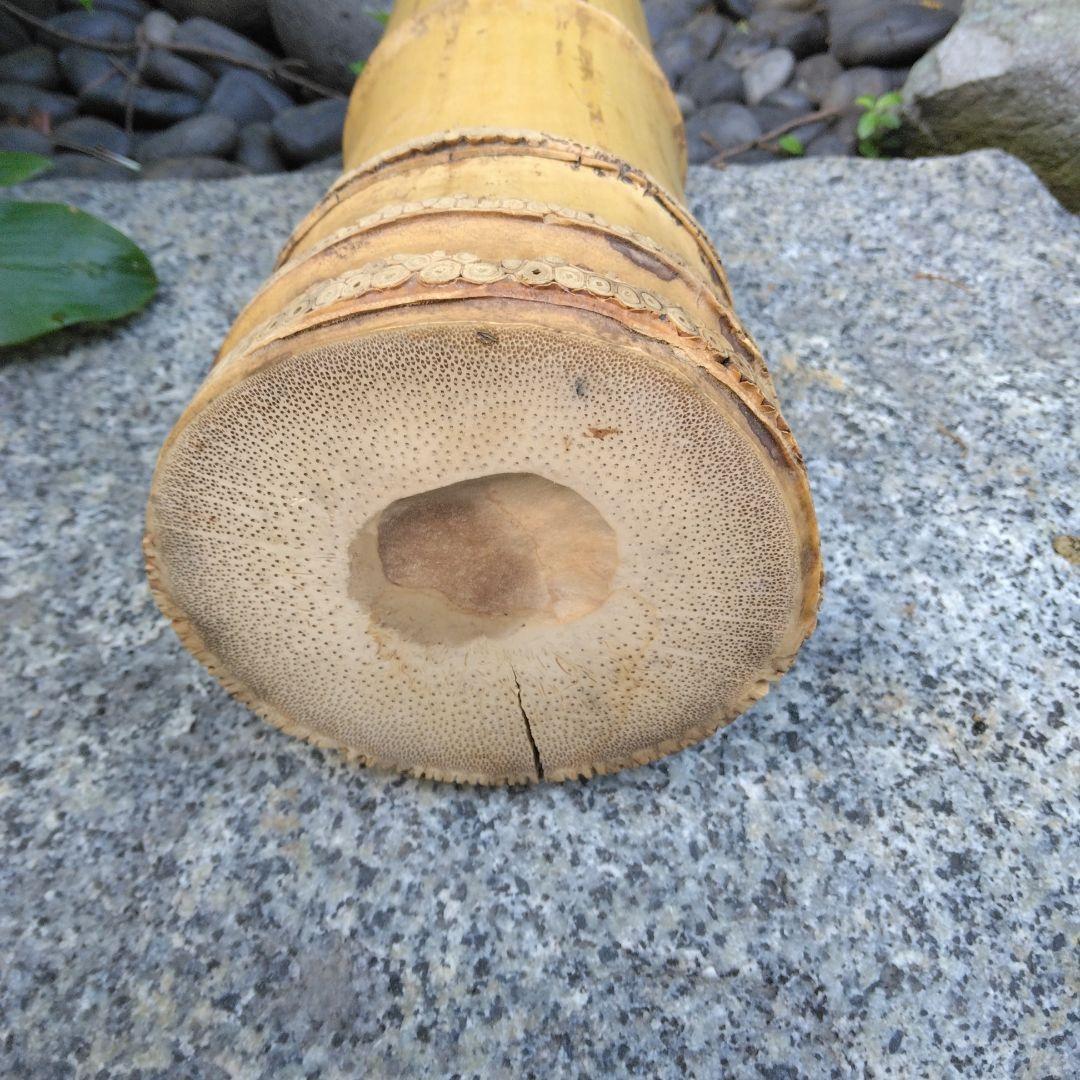 茶道具　竹一重切花入（銘　末広)　花押入り　共箱　水漏れ検査済　高級良品