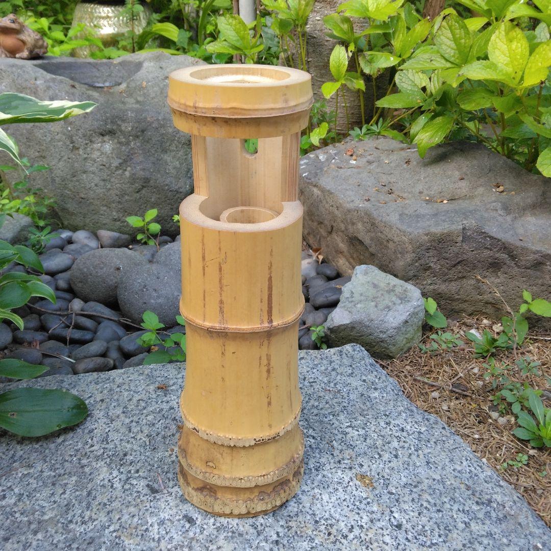 茶道具　竹一重切花入（銘　末広)　花押入り　共箱　水漏れ検査済　高級良品