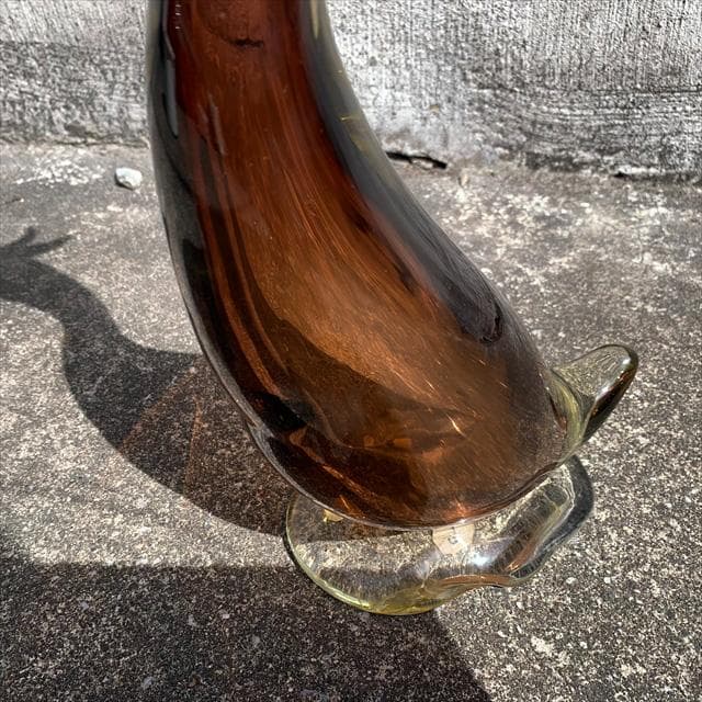 Salviati｜murano/ムラーノ｜ガラスオブジェクト｜青茶｜鳥｜