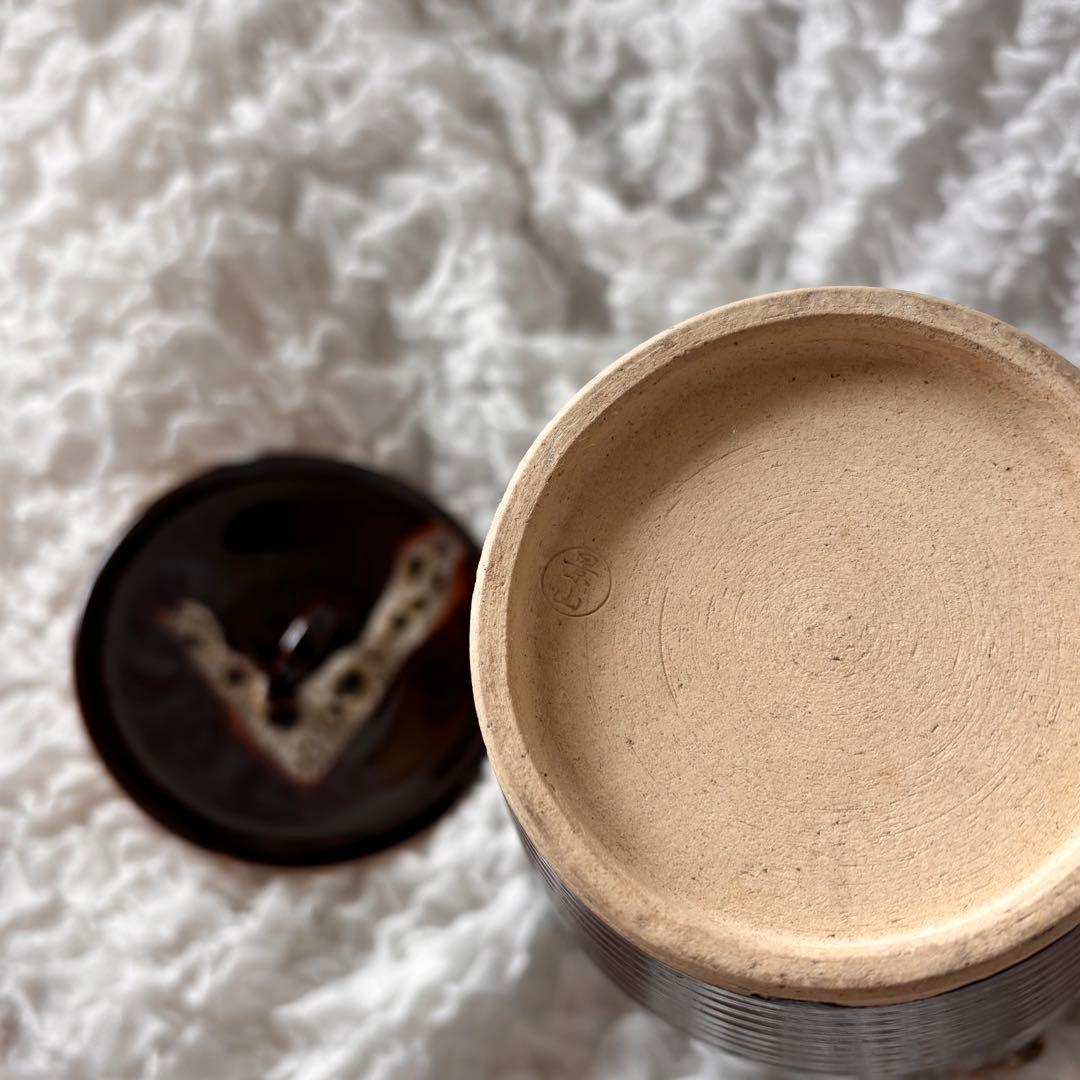 茶道 陶器製 細水指 水差し 木箱付き 刻印 景山