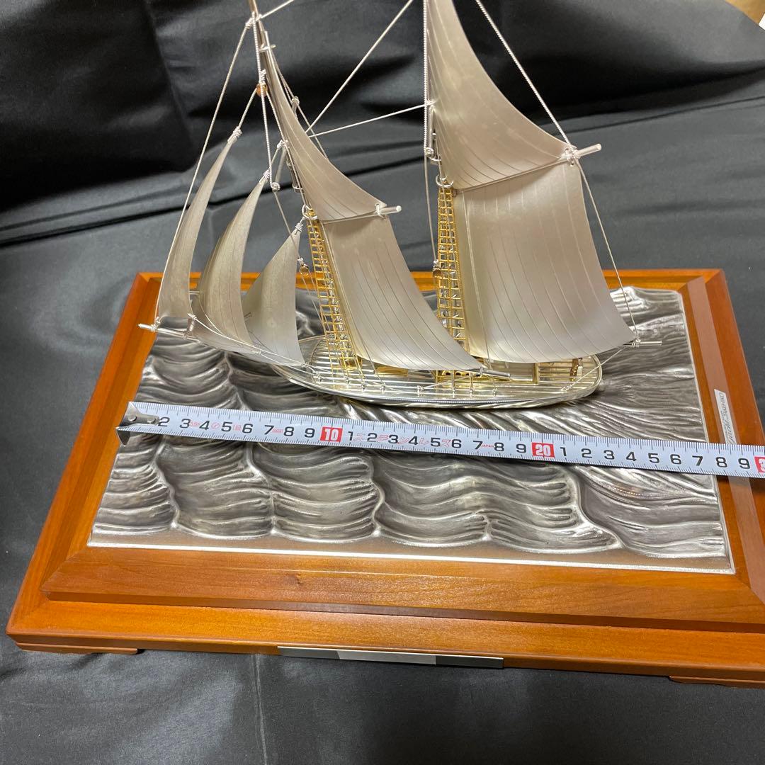 銀製 ヨット ガラスケース付き タケヒコ TAKEHIKO 武比古