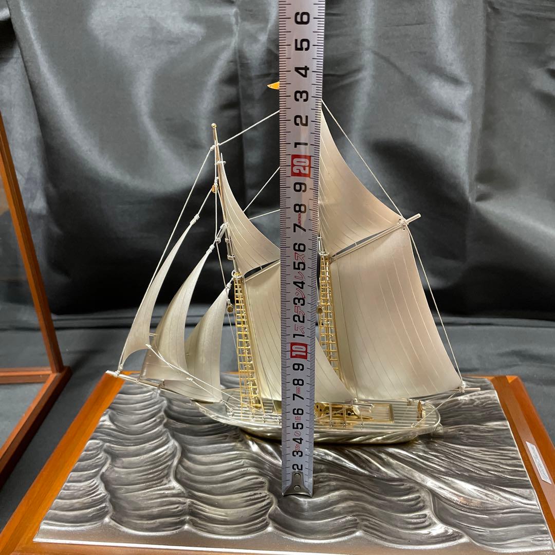 銀製 ヨット ガラスケース付き タケヒコ TAKEHIKO 武比古