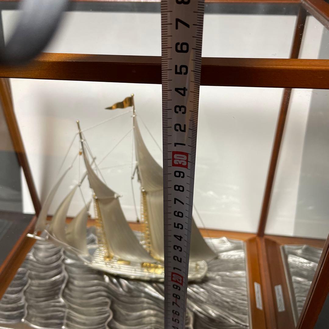 銀製 ヨット ガラスケース付き タケヒコ TAKEHIKO 武比古