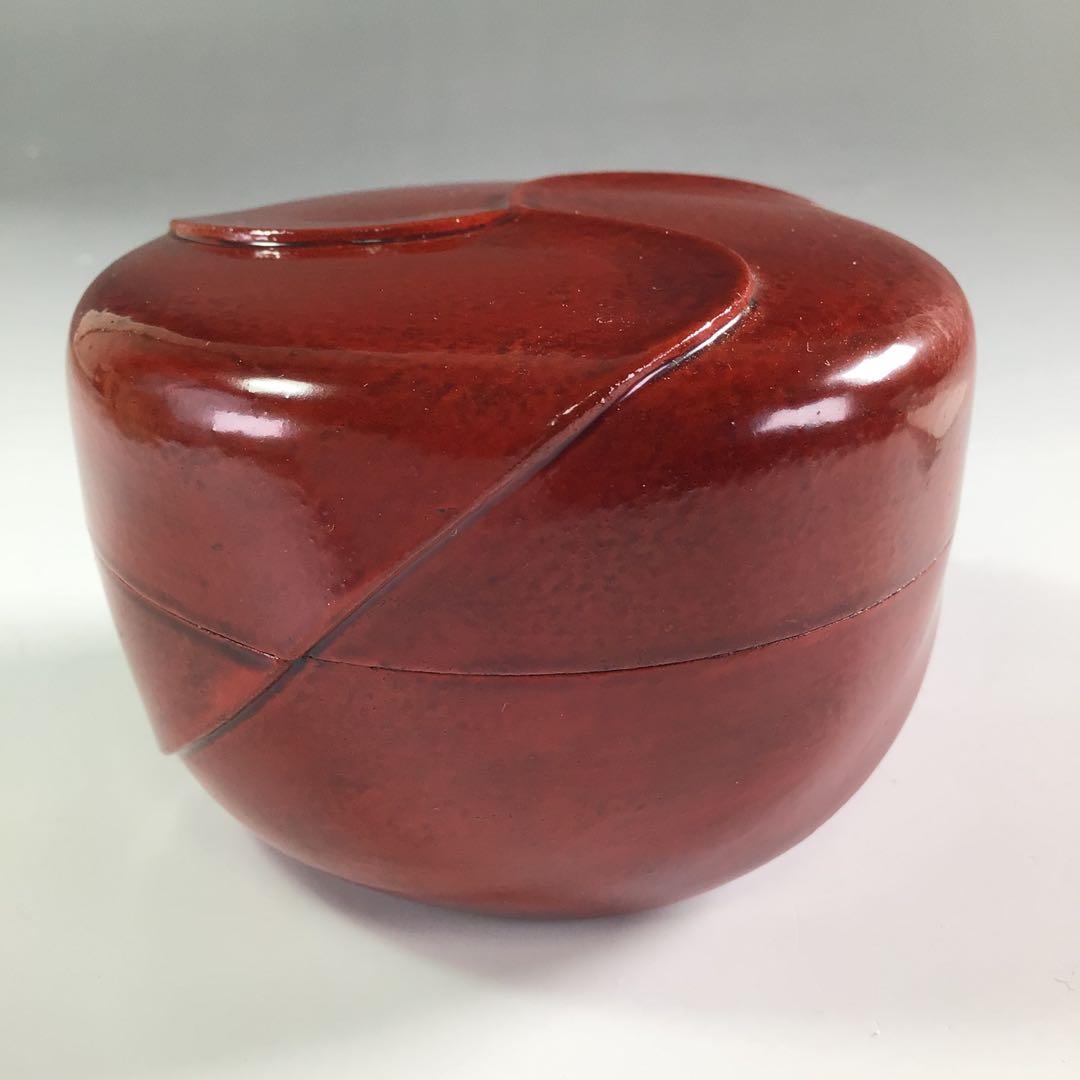 Ｒ４８　棗　『松永忠能(三喜三)作』『溜塗』『大平棗』　共箱　茶道具