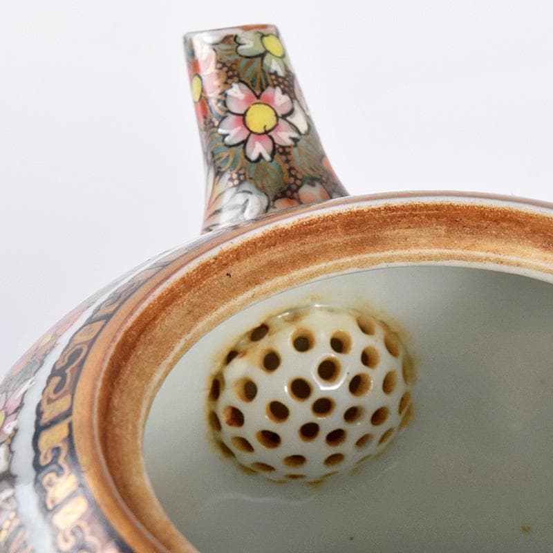 ぶりぶり煎茶道具　九谷焼　長寿造　色絵金彩　百花文　茶器揃　K　R8034