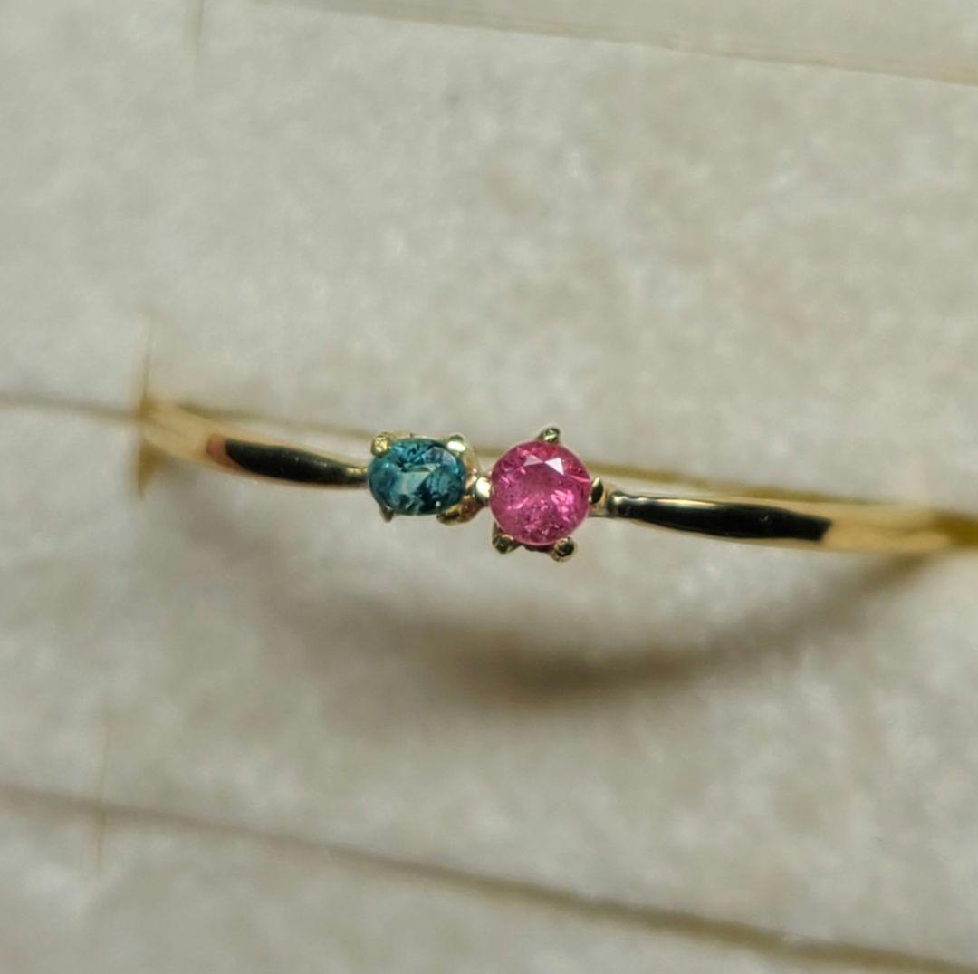 幻の共演★バターリャパライバトルマリン&ワーワー鉱山産レッドベリルリング18金★