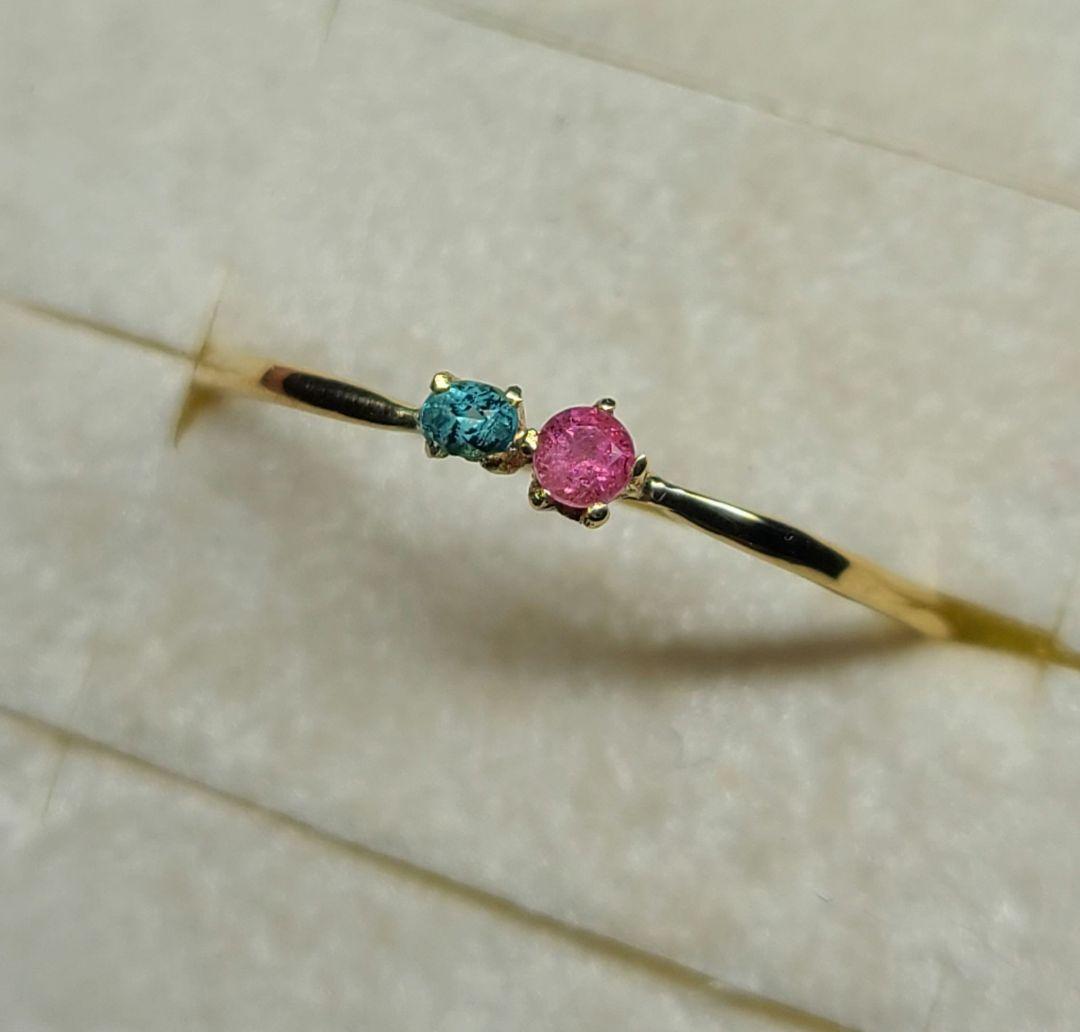 幻の共演★バターリャパライバトルマリン&ワーワー鉱山産レッドベリルリング18金★