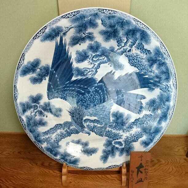 有田焼染付、3尺大皿、神右衛門作