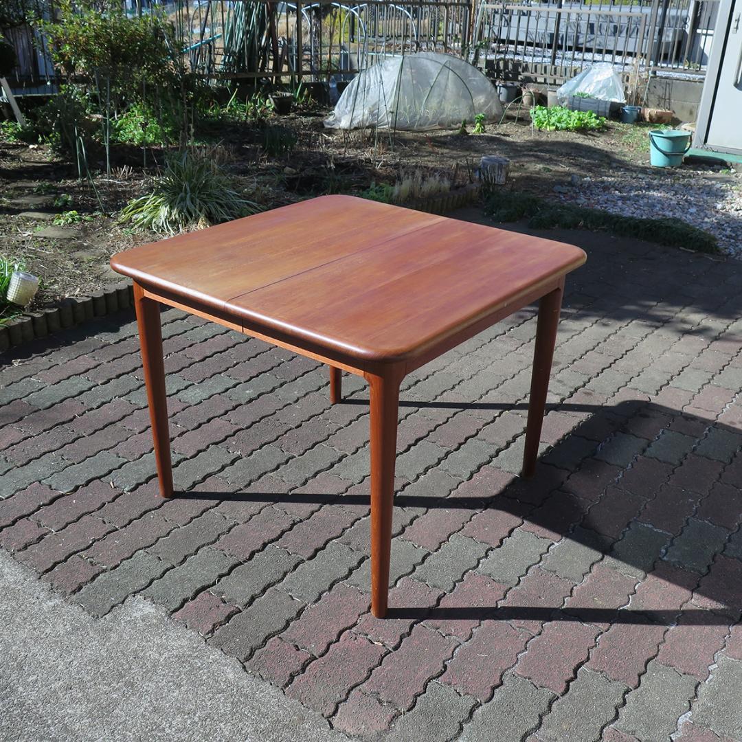 y*1様 北欧 ヴィンテージ チーク無垢天板 エクステンション拡張 ダイニングテ