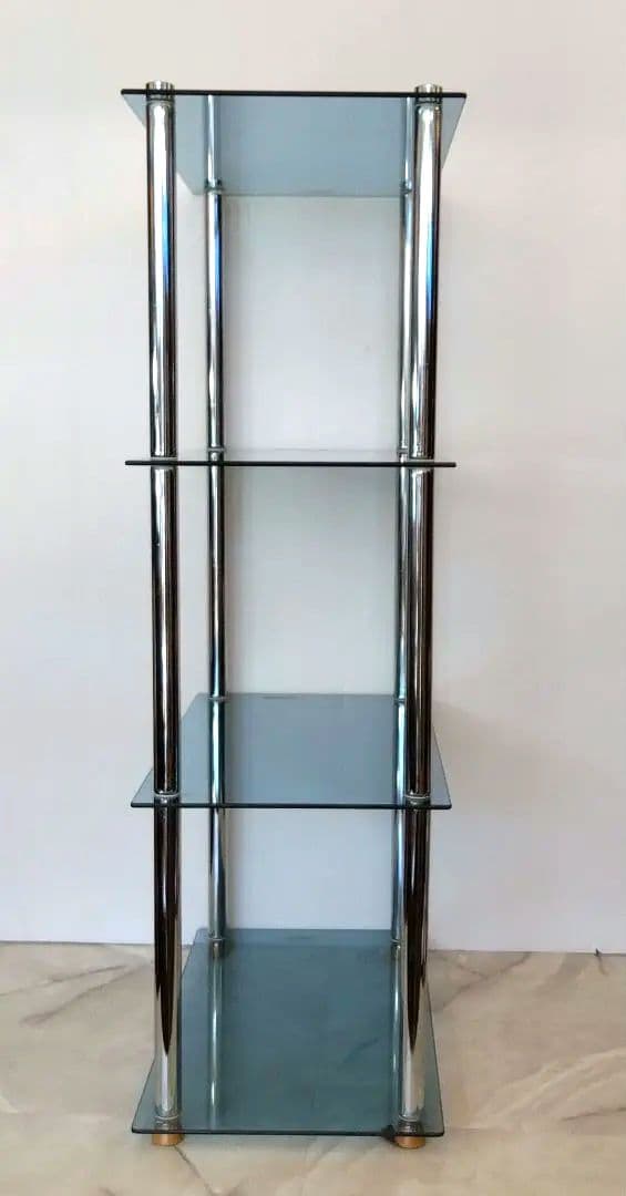 たーぼ　ガラスラック　ブルー　4段　強化ガラス