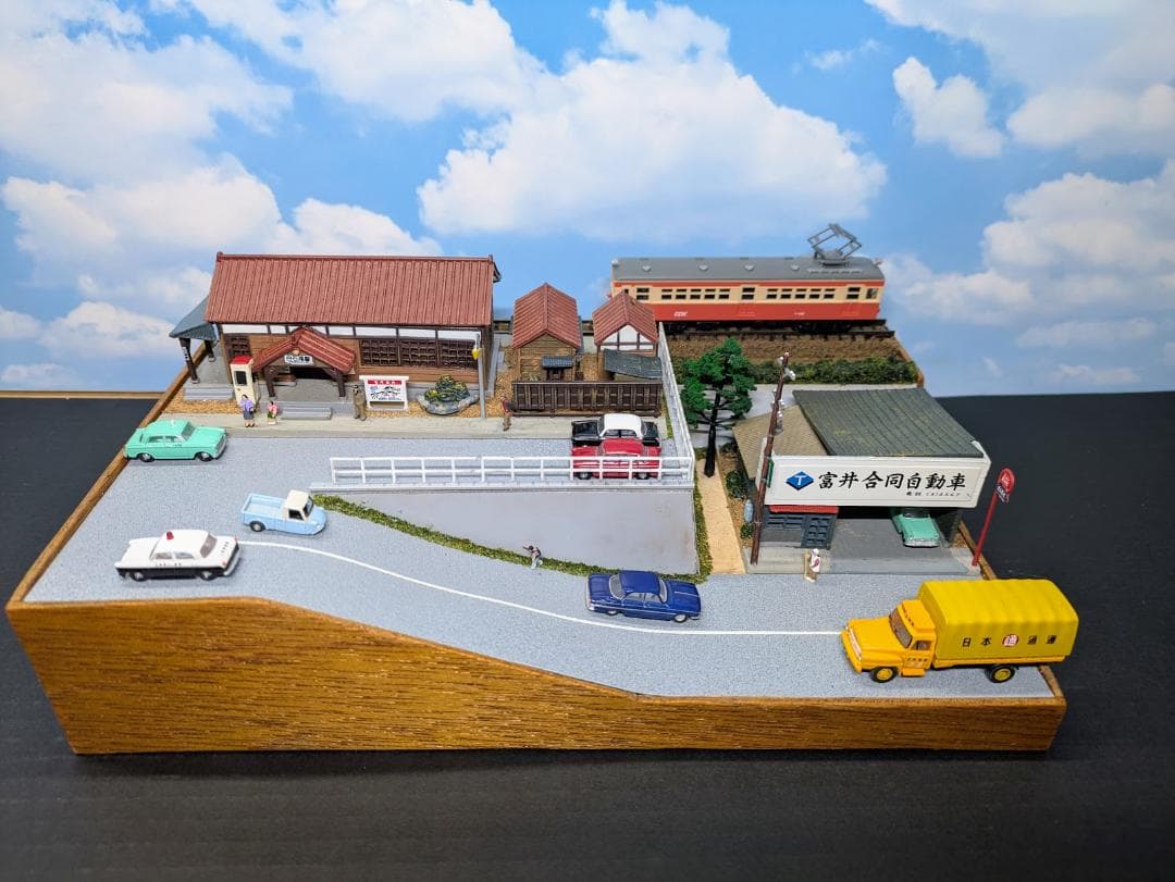 Nゲージ 鉄道模型展示台　丘の上の駅