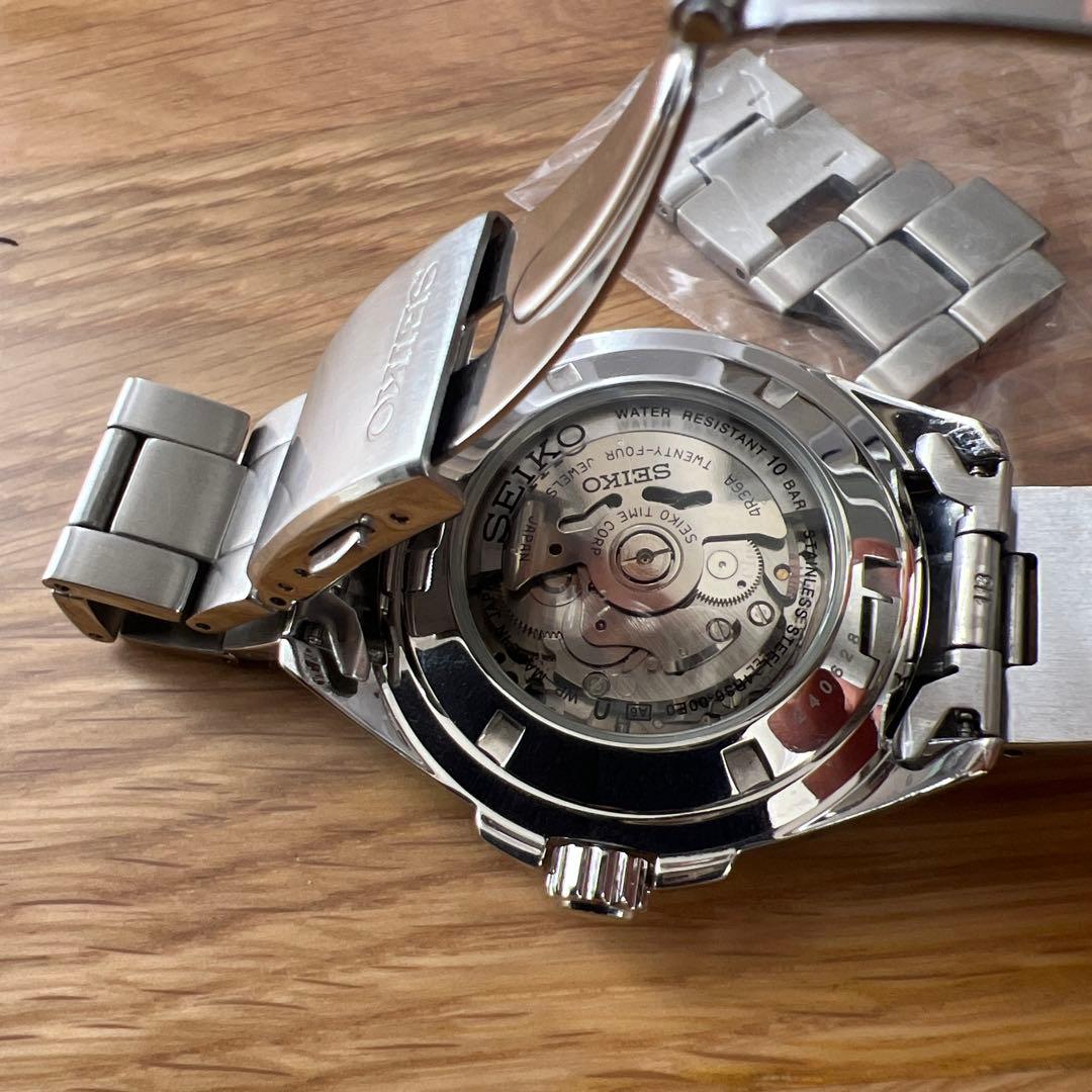 【オーバーホール済】セイコー 自動巻き 腕時計 黒文字盤 ステンレス