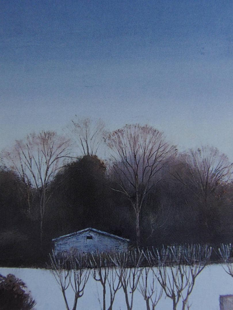 悳俊彦、【武蔵野の冬（三富新田）】、希少な額装用画集より、新品額装付、状態良好