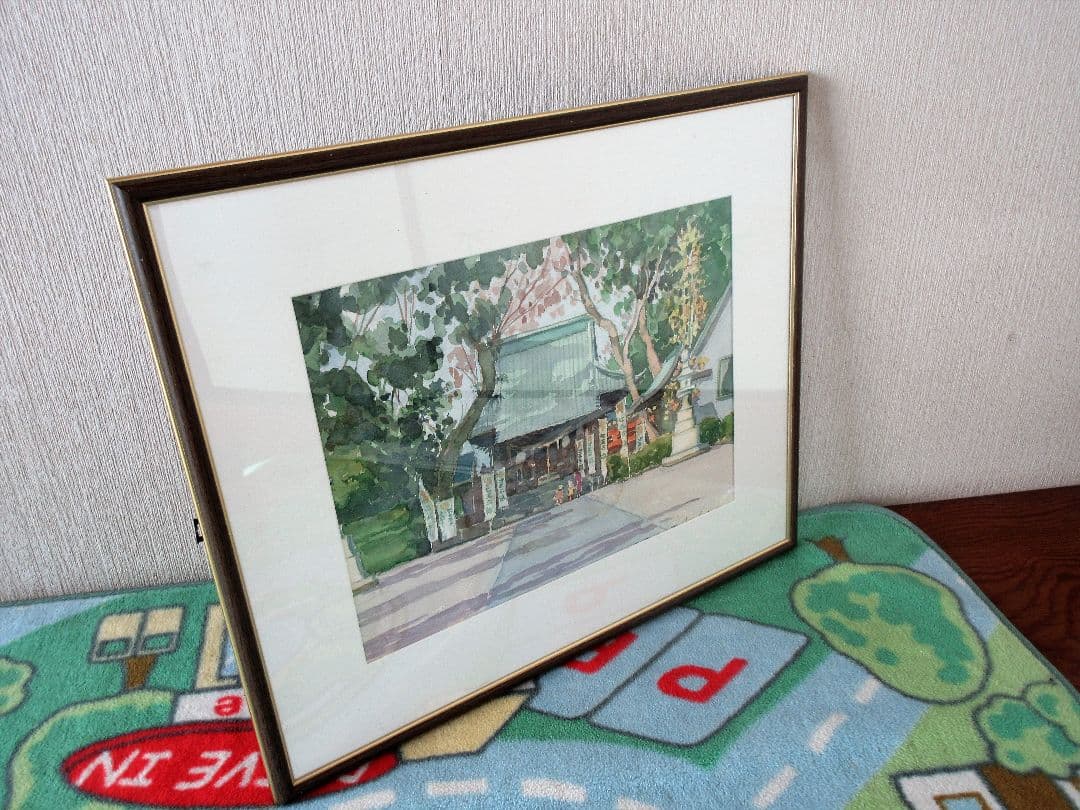 水彩画「七五三を迎える神社」